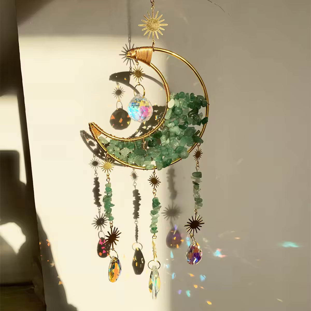 Moonbeam Harmony | Moon Shaped Suncatcher - Aventurine