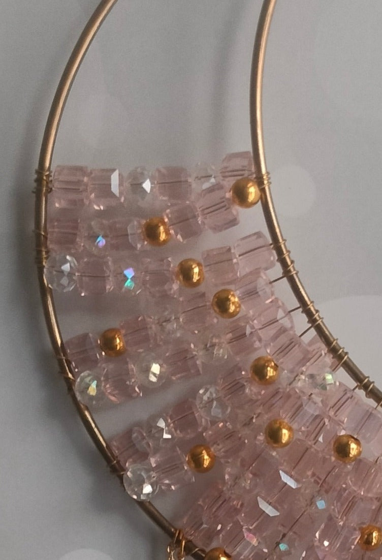 Pink Moon crystal suncatcher - Large