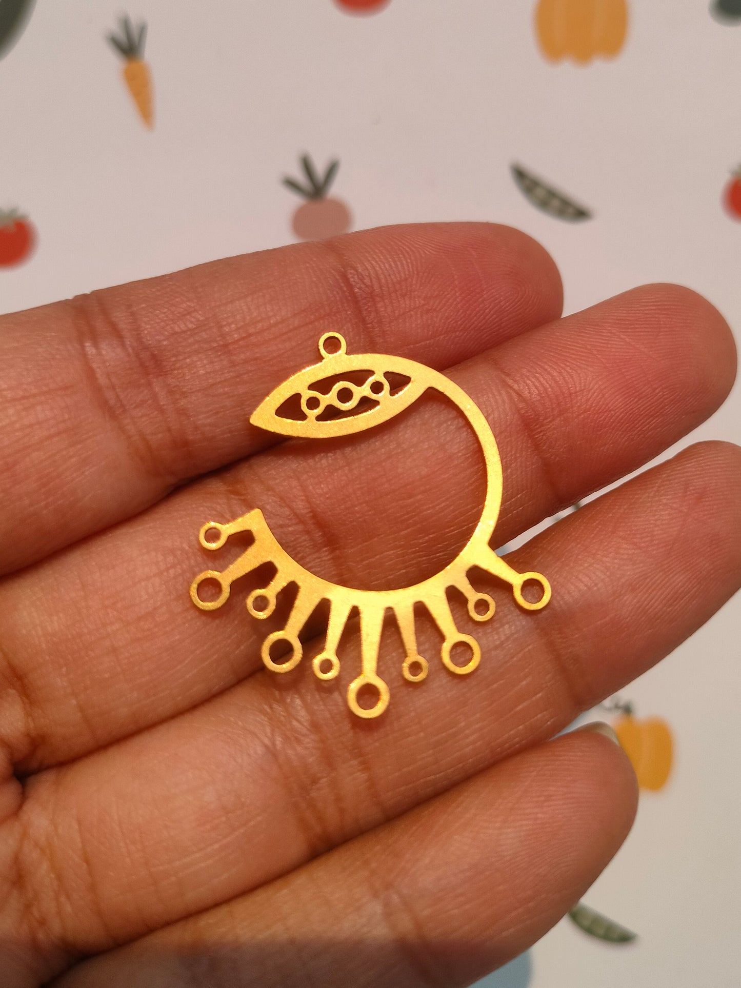 Raw Brass Connector, Tassel Connector, Open Round Connector, 11 Holes Connector
