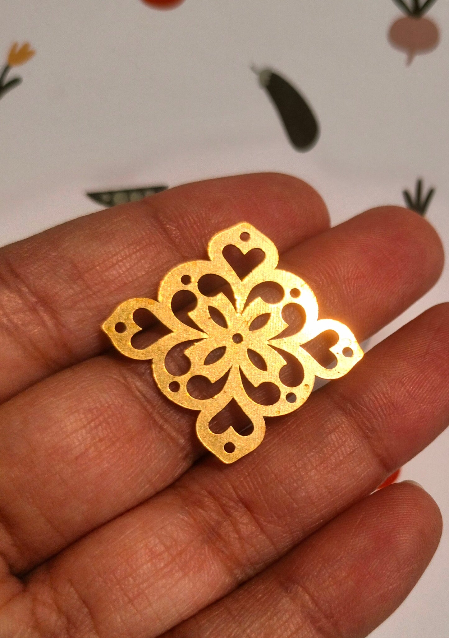 Square Lasercut Connector, Hollow Heart Flower Geometric Connector