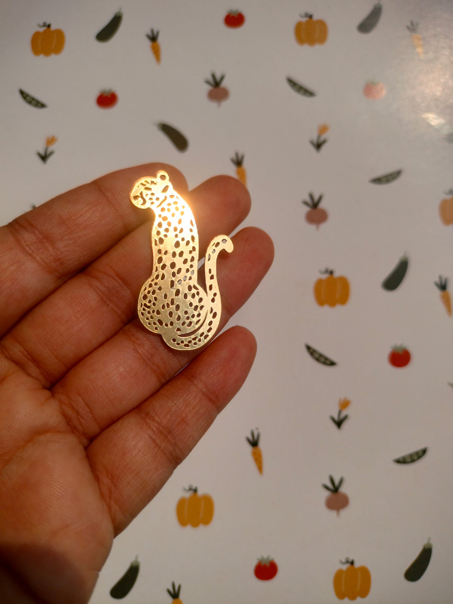 Leopard Laser Cut Charms, Raw Brass Panther Charms, Dot Cat Cutout Charm
