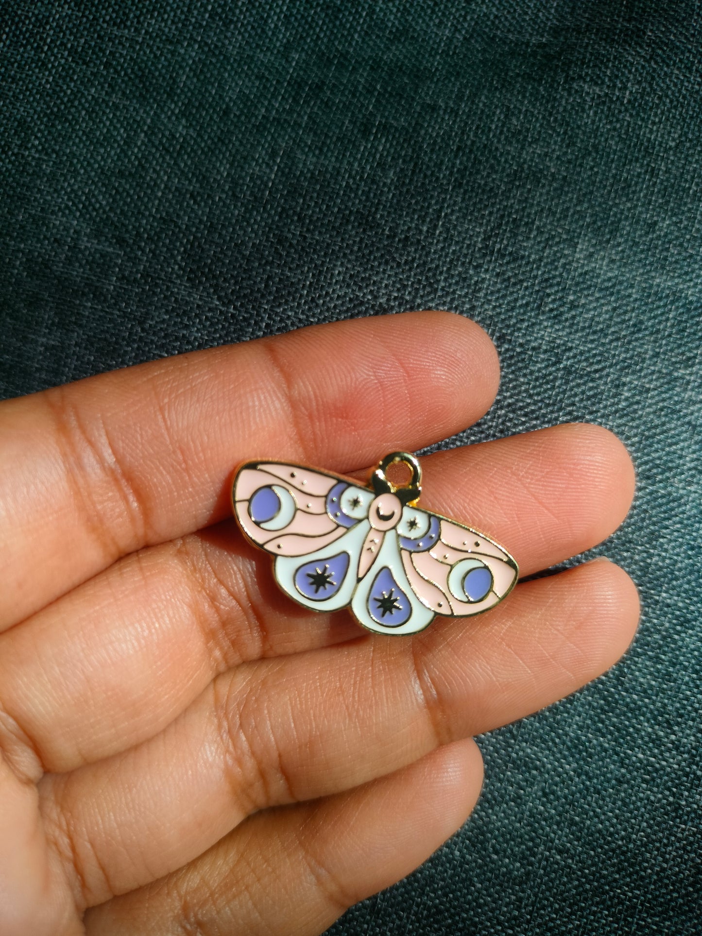 Paste Pink Blue Moth | Enamel Butterfly Moth Charm