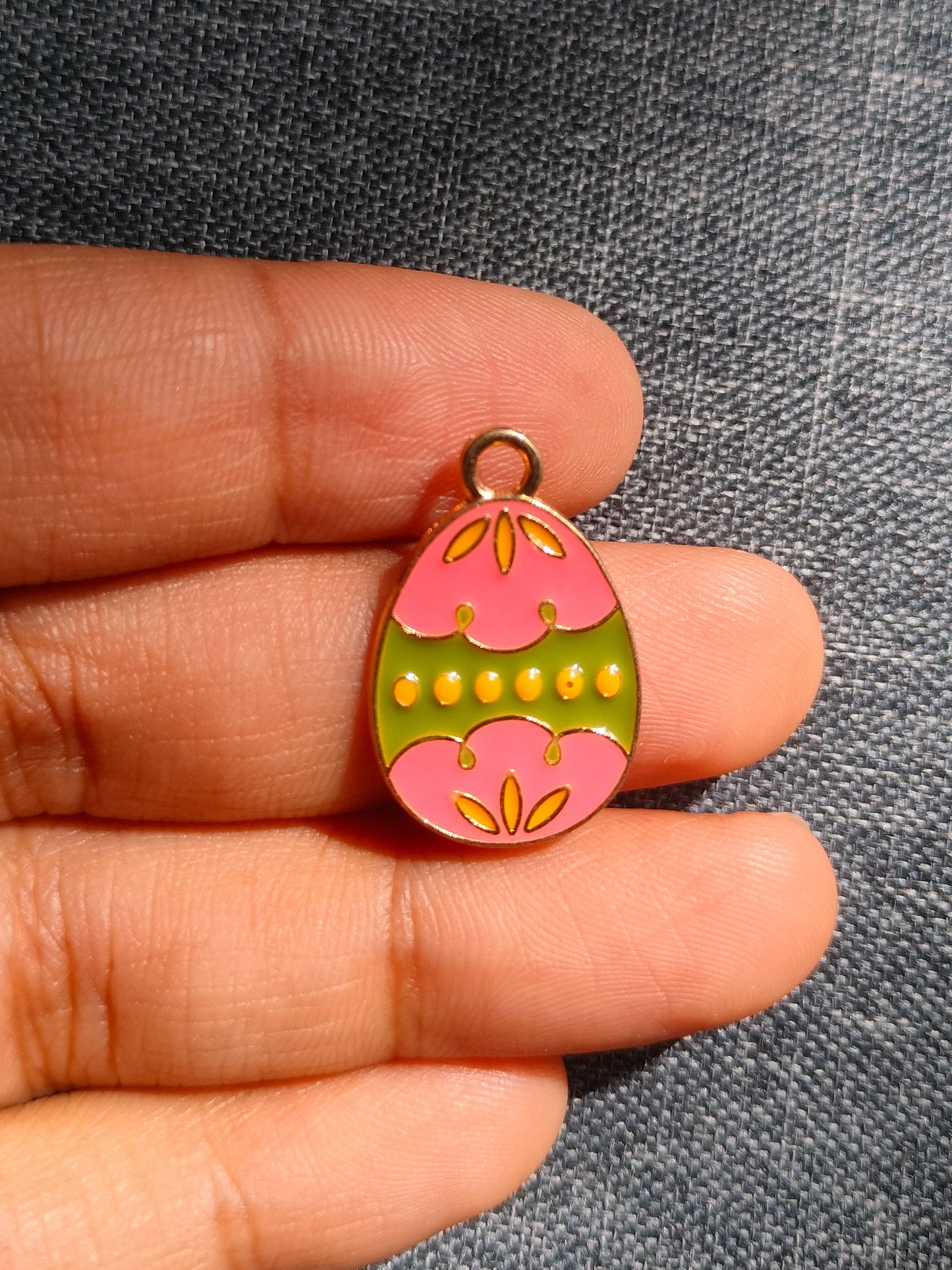 Easter Egg Charm Pink Green Celebration