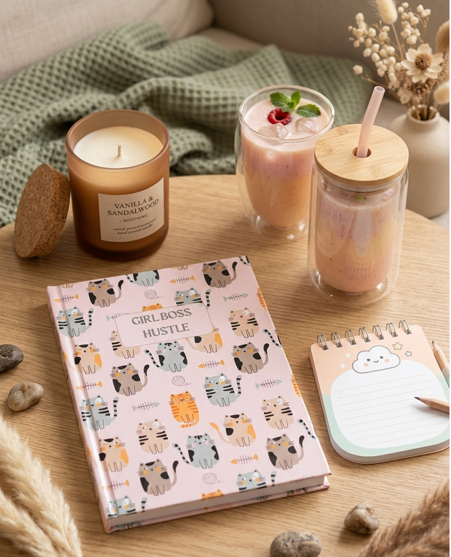 Girl Boss Journal - Cute Cats and wool spool | A5 | Hard Cover