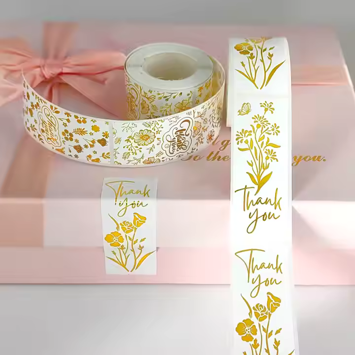 Thank you sticker Round Gold Foiled TY29