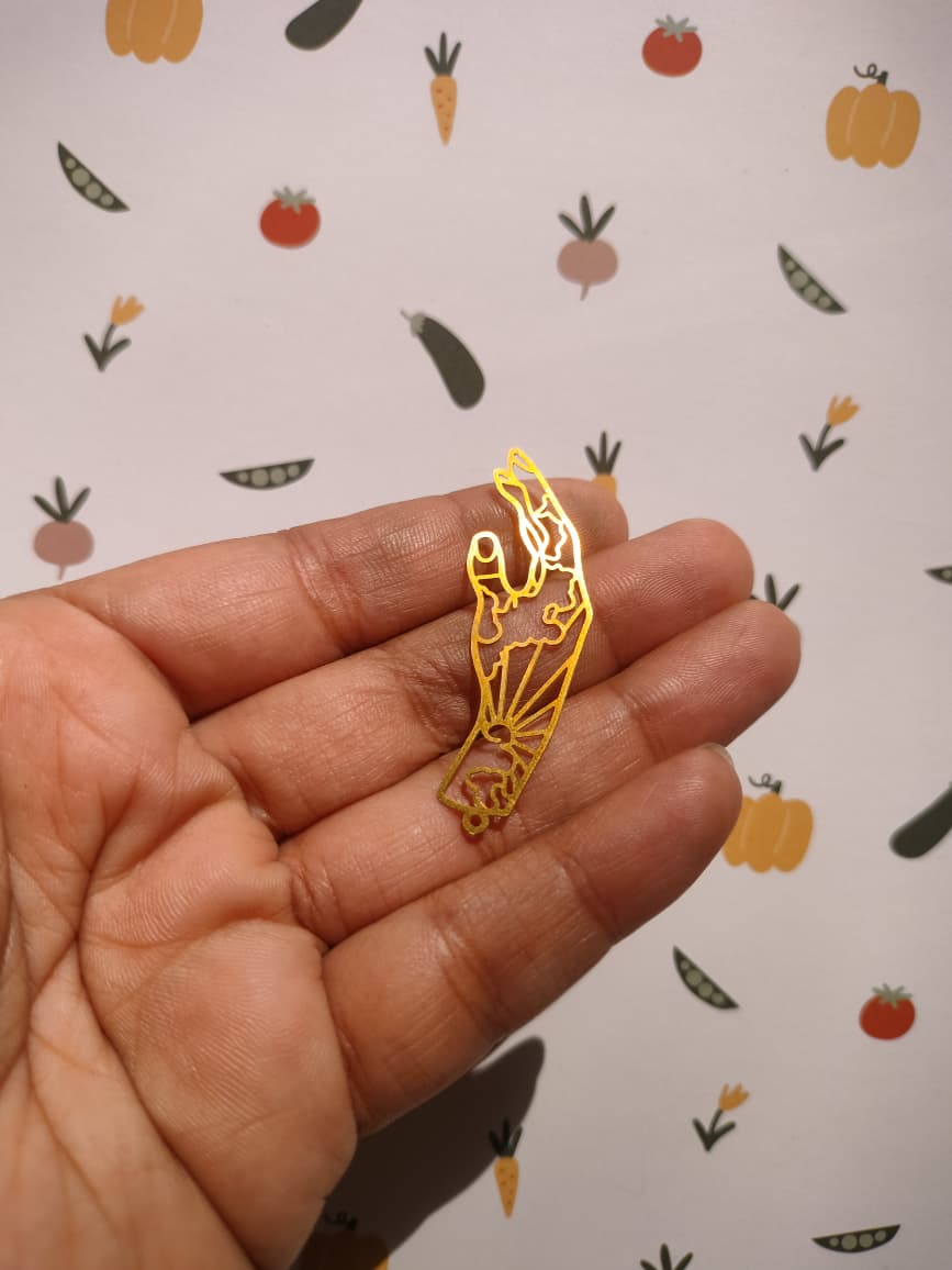 Celestial Hand Earring Charm, Hollow Sunshine In Hand Pendant, Geometric Charm