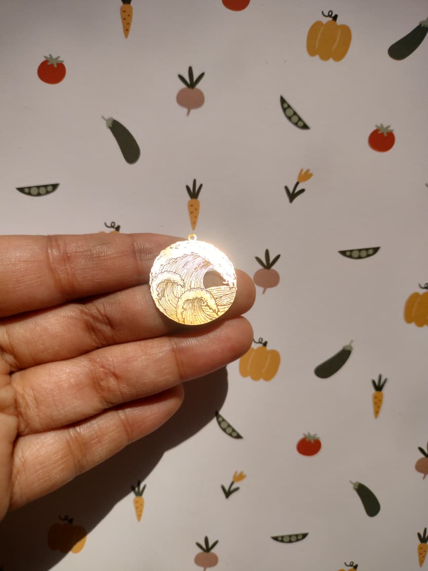 Wave Earring, Round Waves Earring Charm, Sea Landscape Charm