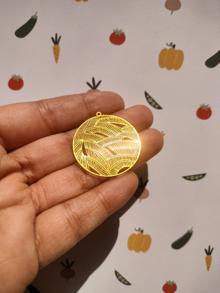 Fern Petal Pattern Earring Charm, Round Farm Earring, Hollow Arc Charms