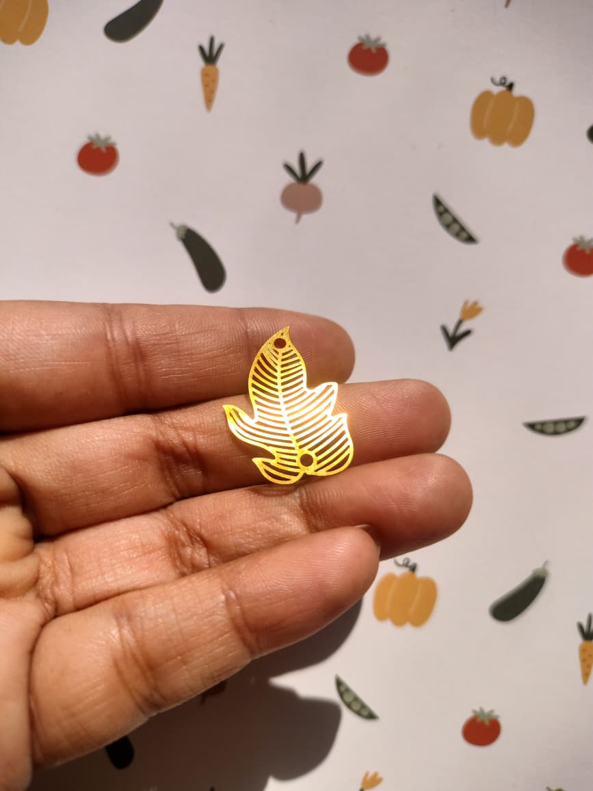 Botanical Connector, Striped Leaf Earring Connector, Bracelet Connector, 2 Hole Connector for Jewelry Making