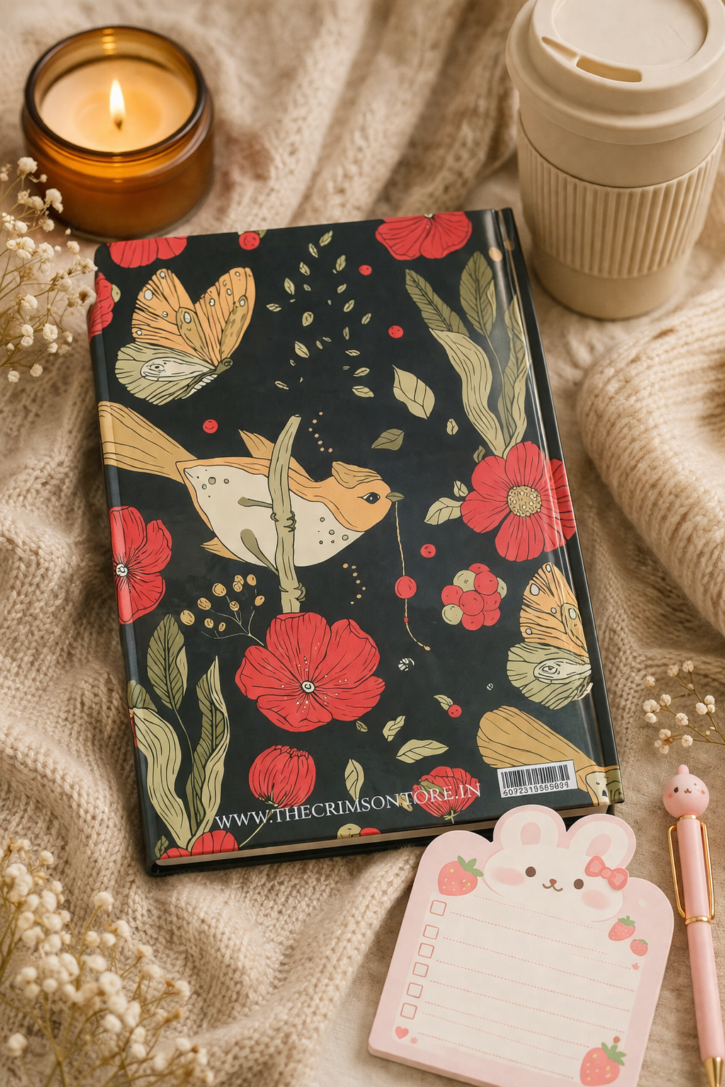 Dream Journal - Black Floral Bird | A5 | Hard Cover