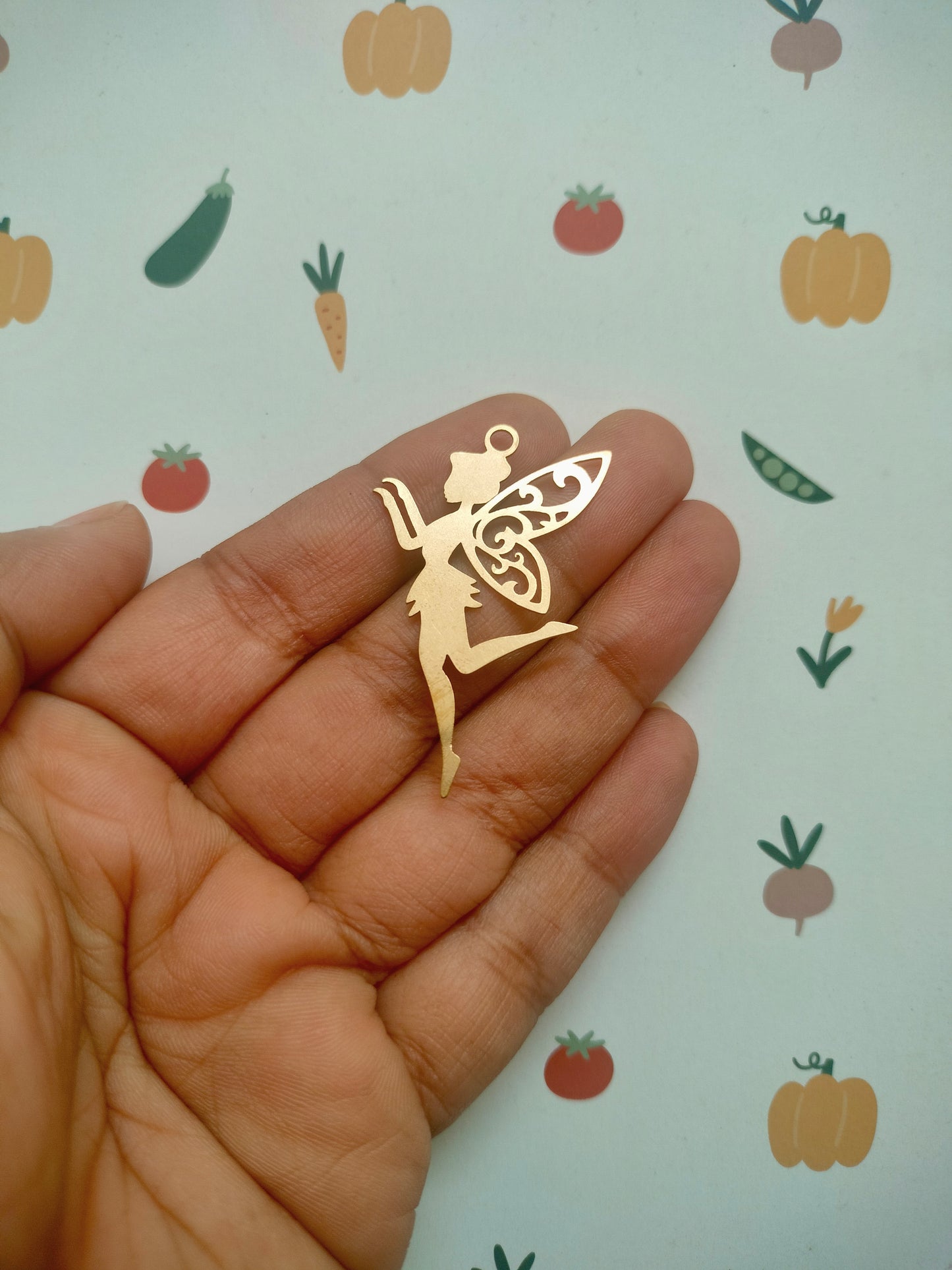 Fairy Filigree Brass charm | Fairy Godmother Necklace Pendant, Elf Magic Charm
