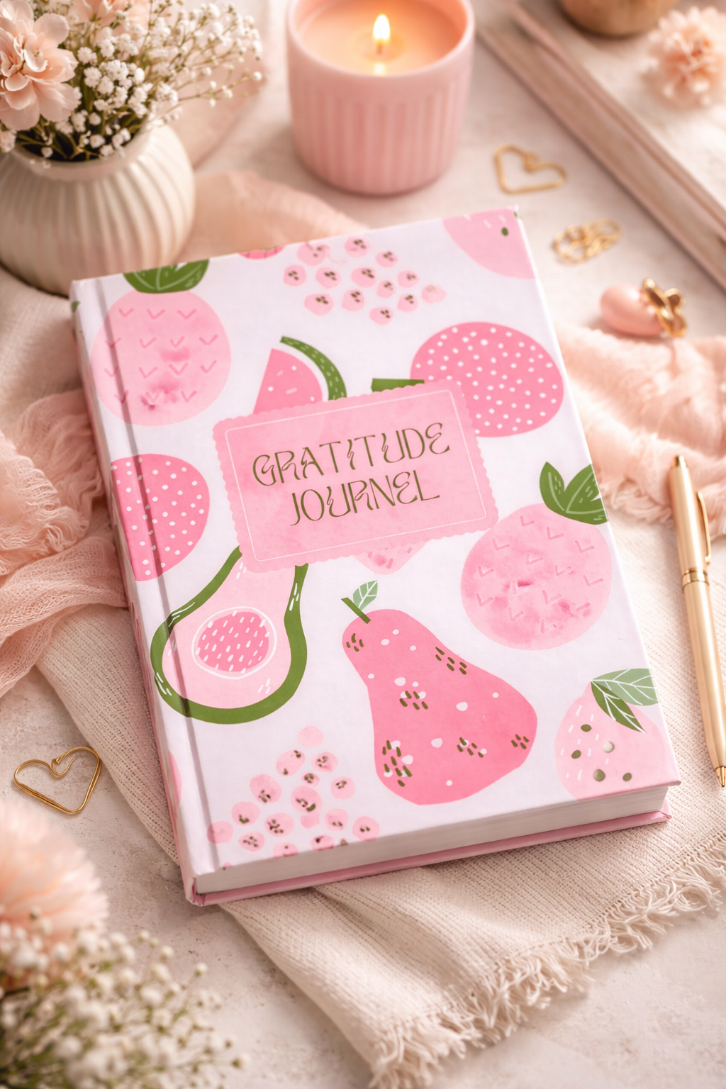 Gratitude Journal - Pink Fruity Journal  | A5 | Hard Cover