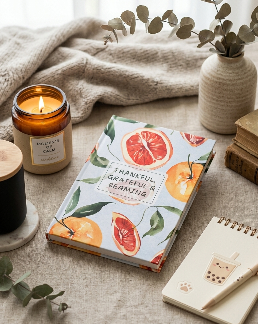 Thankful Journal - Blue Fruity Theme | A5 | Hard Cover