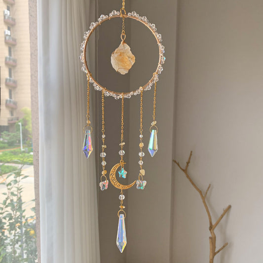 Celestial Glow Citrine Ring Crystal Suncatcher
