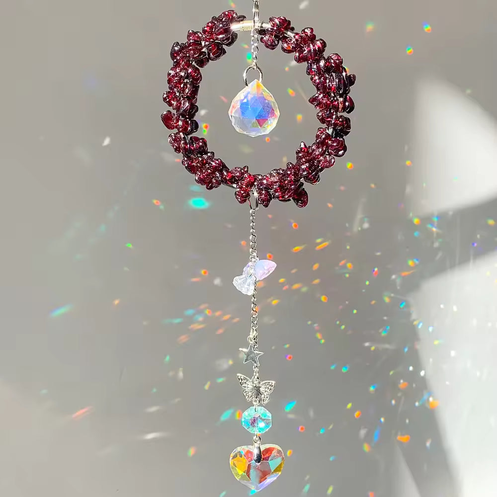 Blooming Harmony | MultiCrystal Suncatcher - Garnet