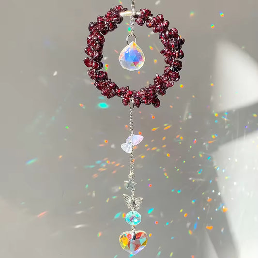 Blooming Harmony | MultiCrystal Suncatcher - Garnet