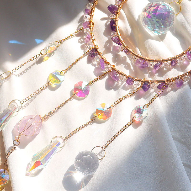 Summer Halo | Double Ring Crystal Suncatcher | Amethyst