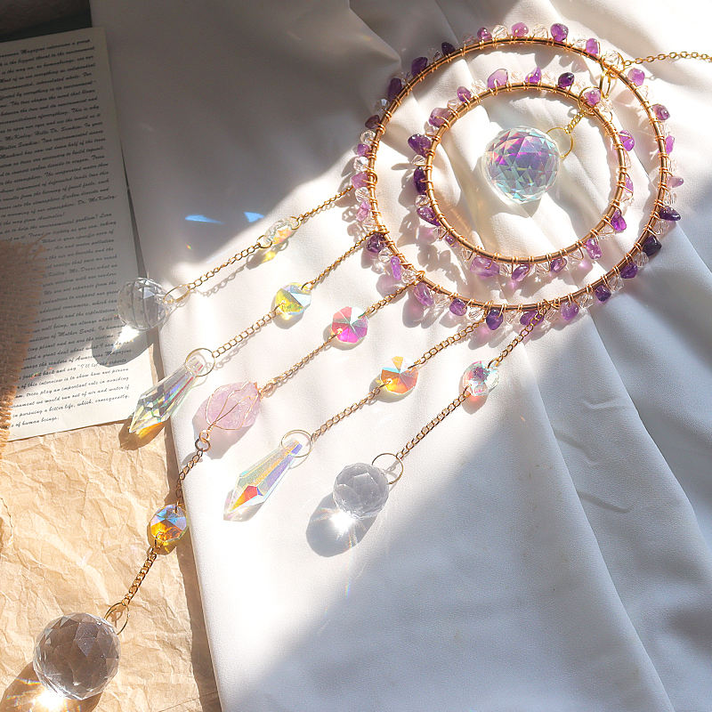 Summer Halo | Double Ring Crystal Suncatcher | Amethyst