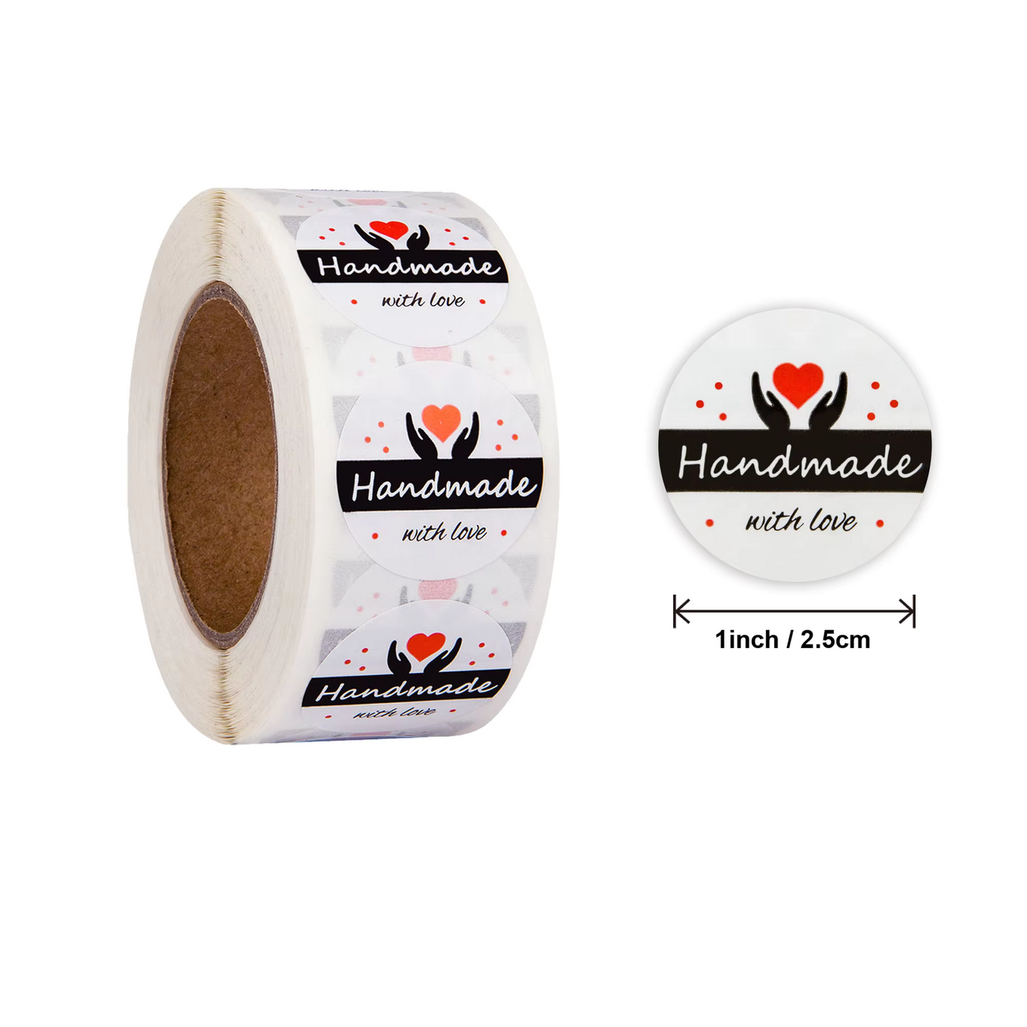 HandMade with Love Sticker - 1 inch