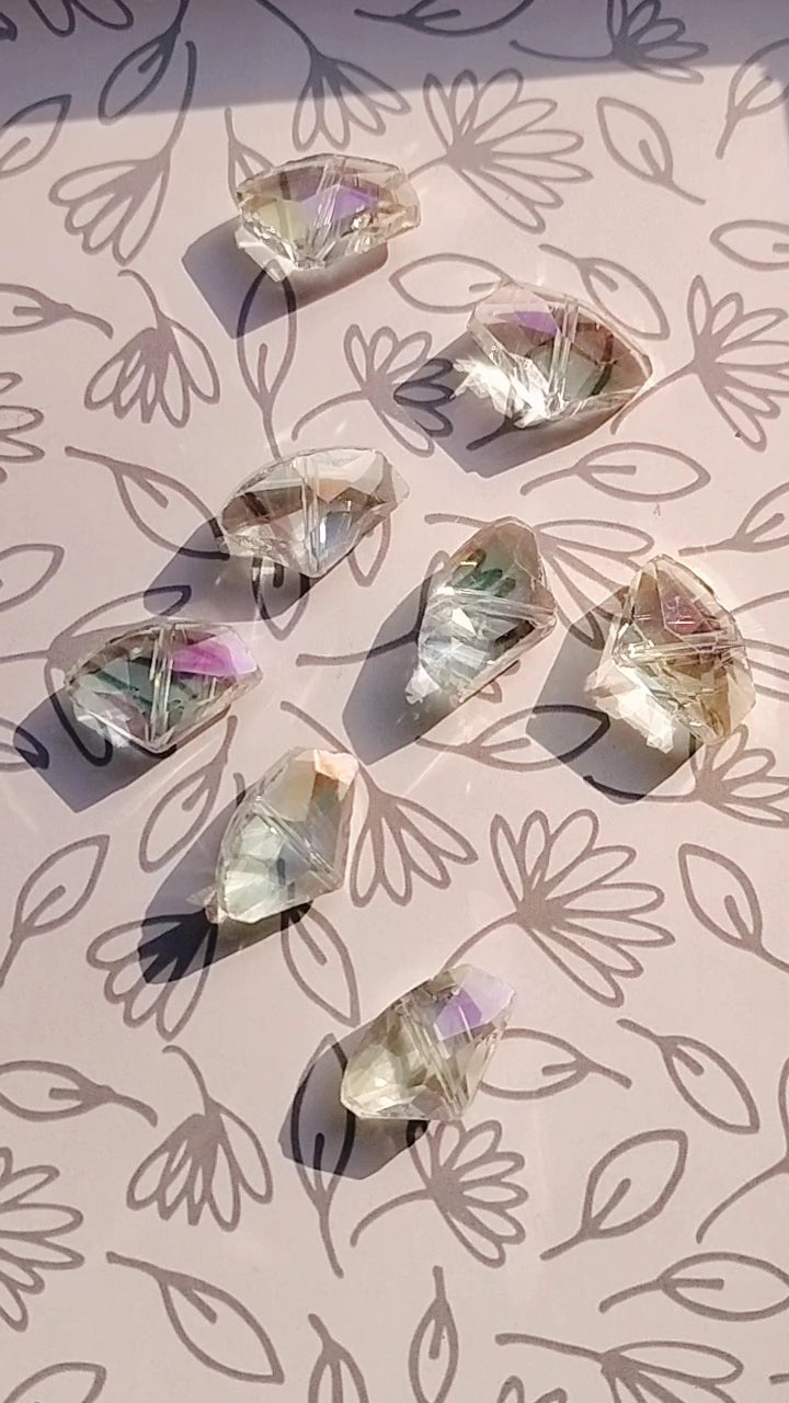 Irregular shaped Glass Crystal beads (Set of 8 beads)