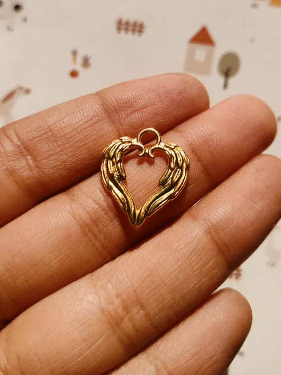 AngelWing Heart Charm | Resin Alloy Jewelry Making | 1PC