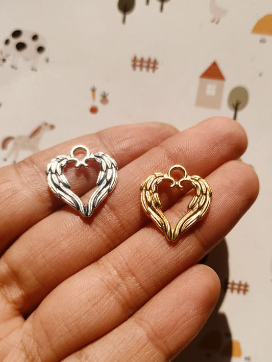 AngelWing Heart Charm | Resin Alloy Jewelry Making | 1PC
