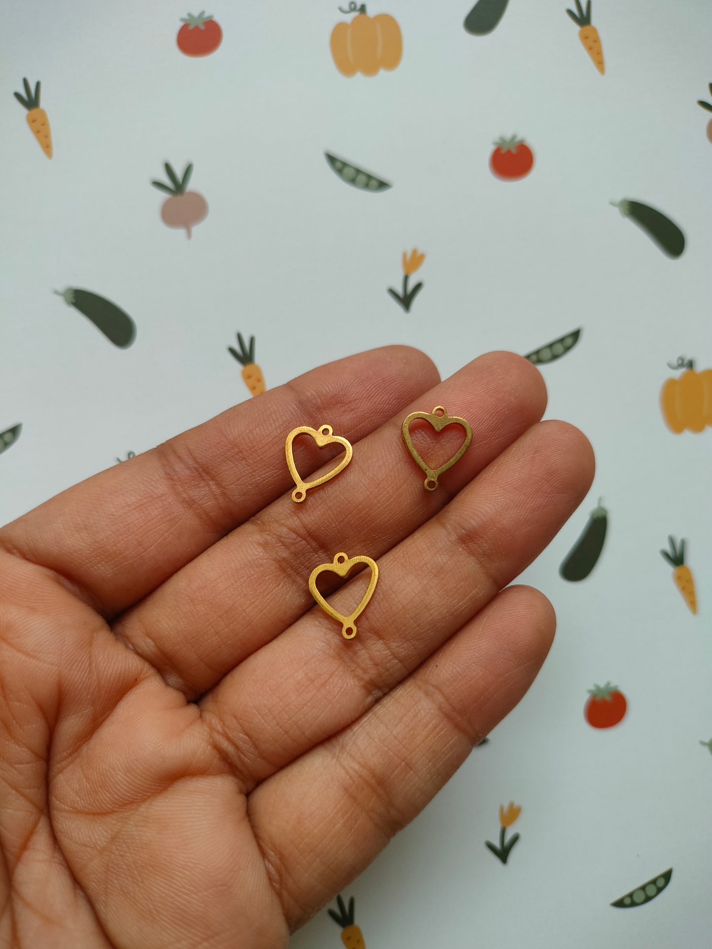 Hollow Heart Mini Brass connector Charm