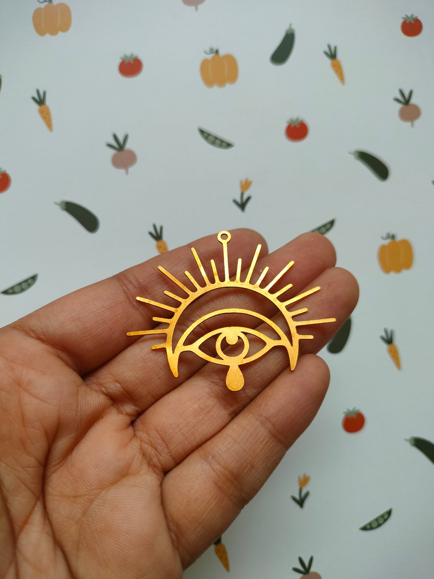 Sun moon Evil eye Brass Charm