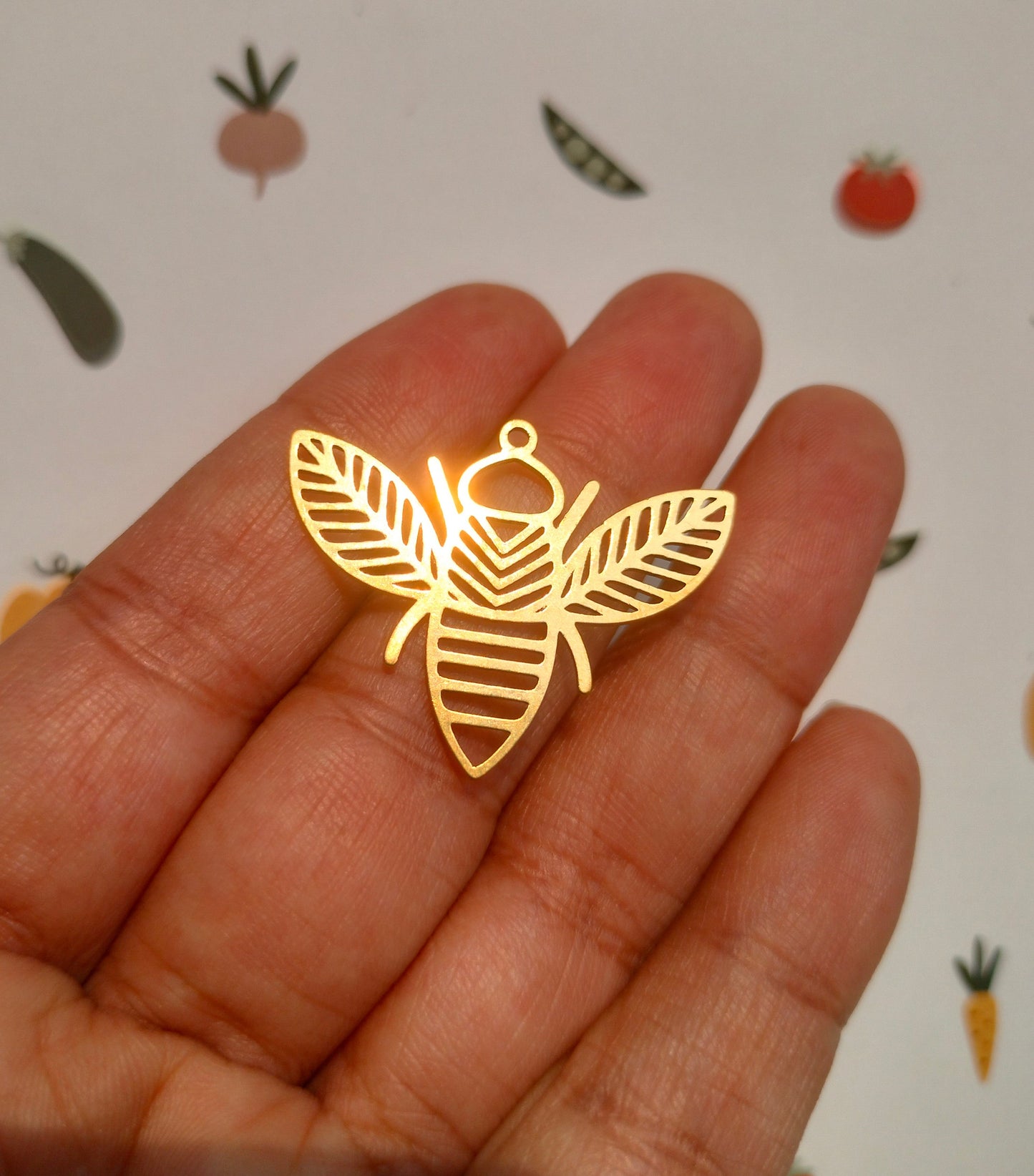 Bee Laser Cut Charms, Raw Brass Fly Charms, Abstract  Leaf Wings Charm
