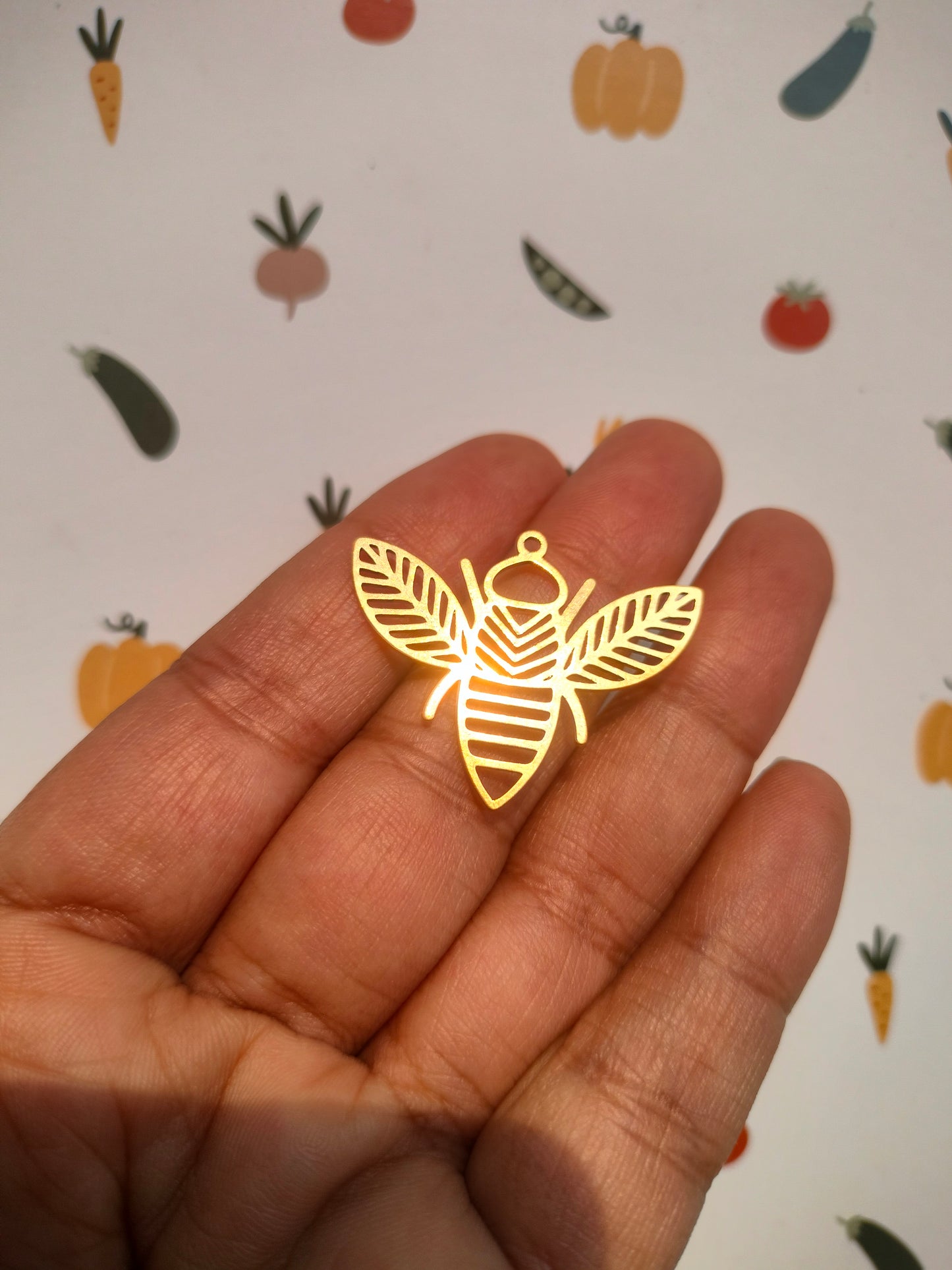 Bee Laser Cut Charms, Raw Brass Fly Charms, Abstract  Leaf Wings Charm