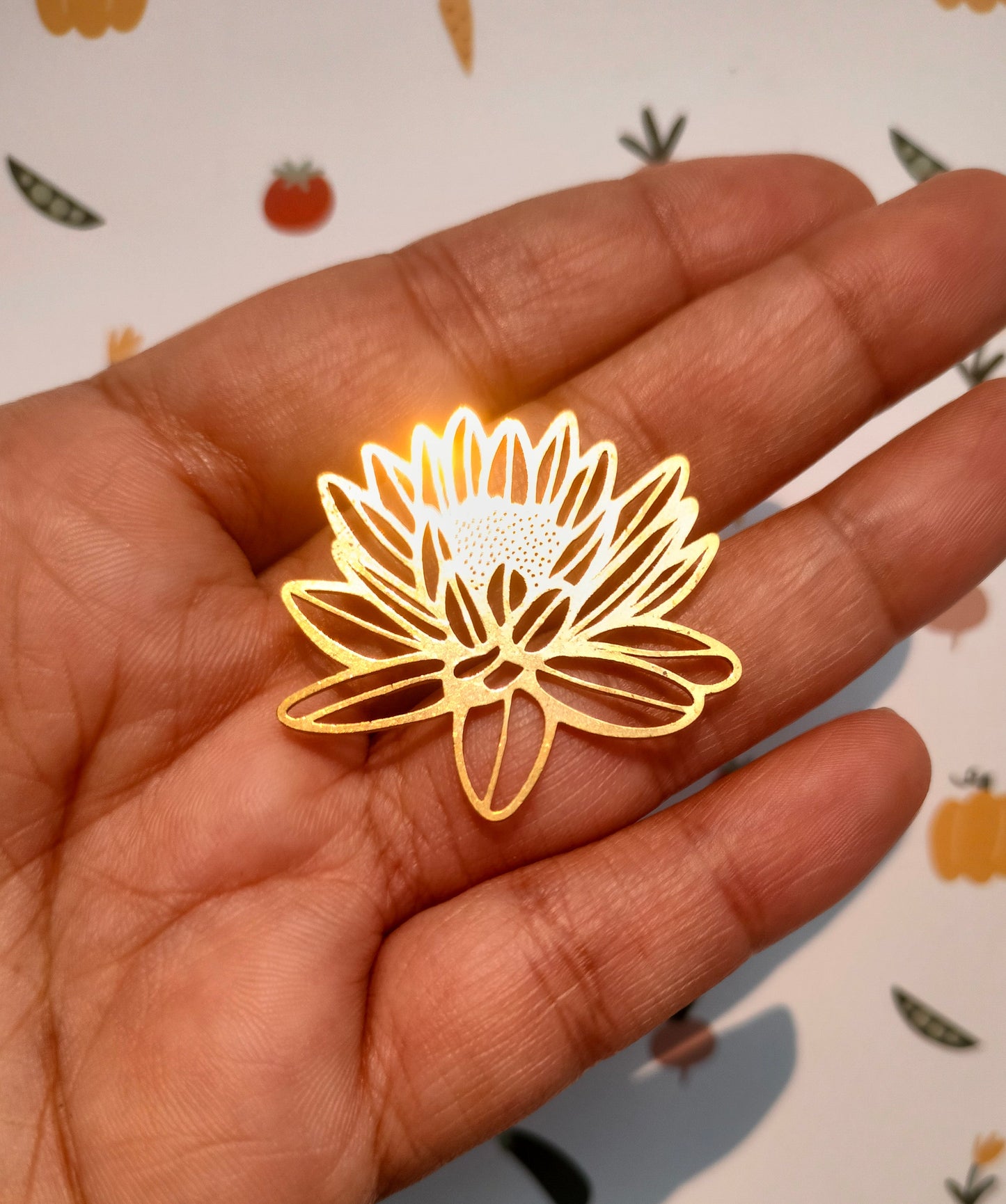 Water Lily Laser Cut Charms, Raw Brass Lotus Charm, Abstract Floral Cut out Charm