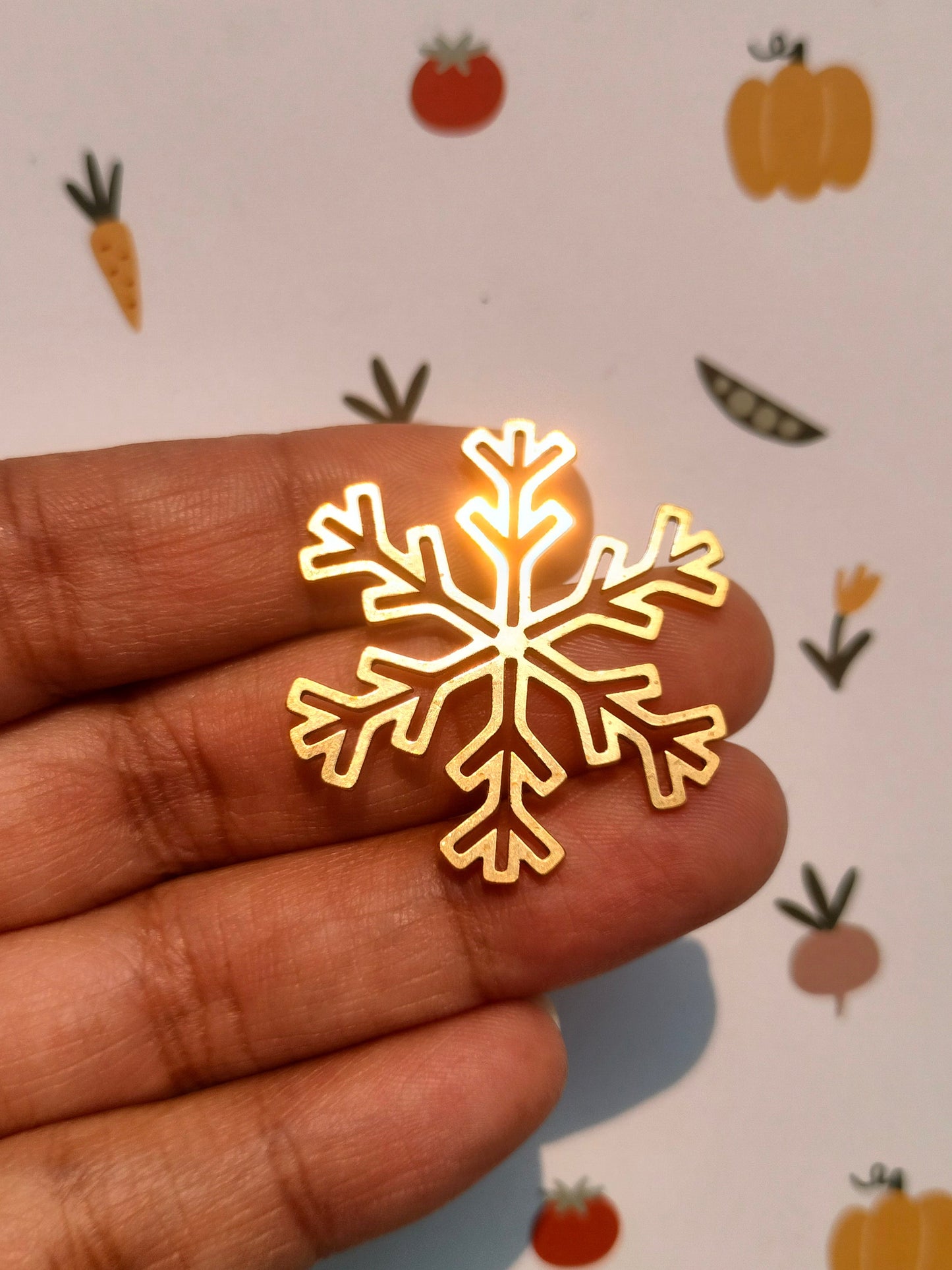 Snow Lasercut Charms,  Raw Brass Snowdrop Charms, Abstract Snowflakes Charms
