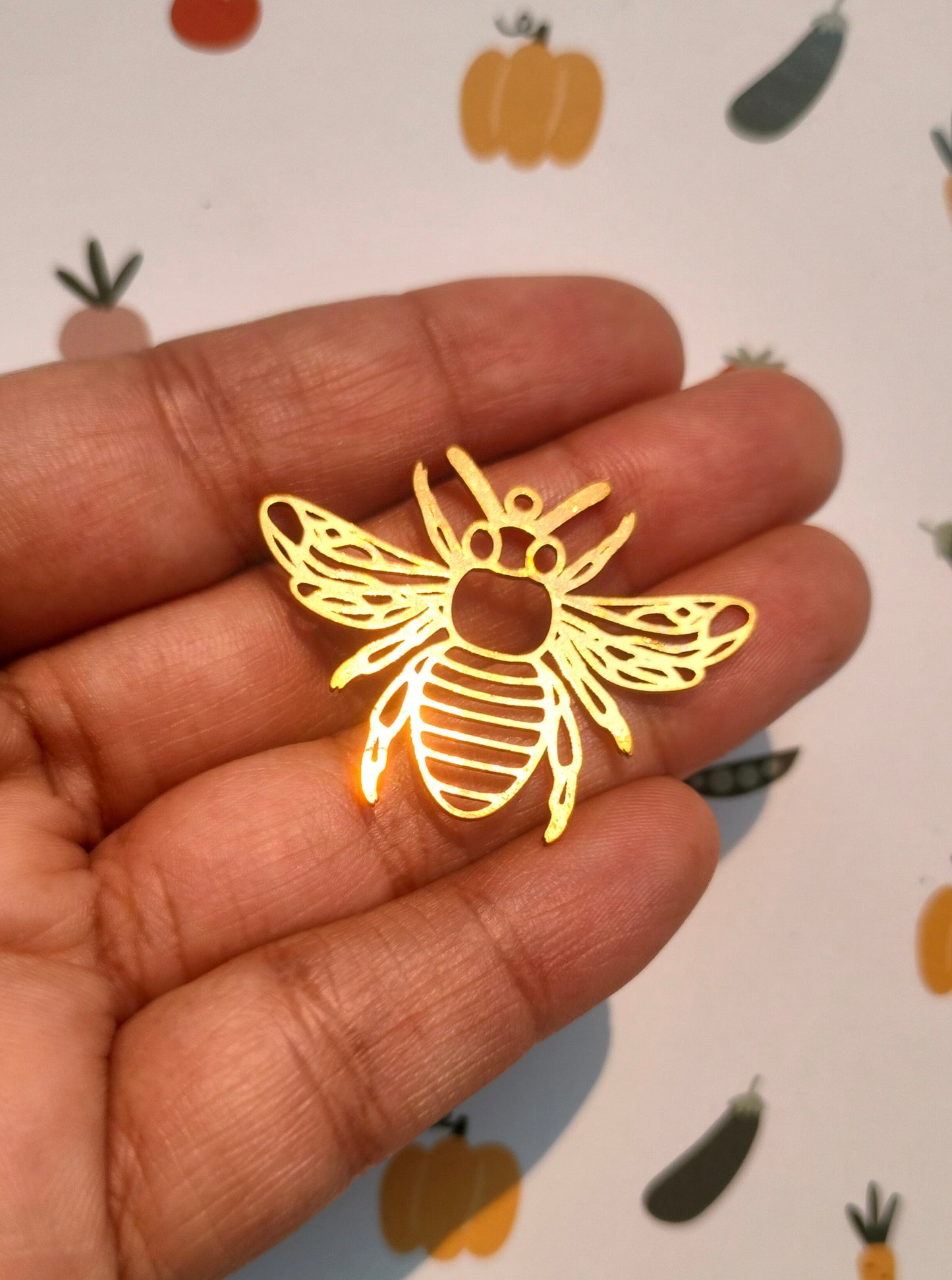 Bee Laser Cut Charms, Raw Brass Fly Charms, Honeybee Cut Out Charm