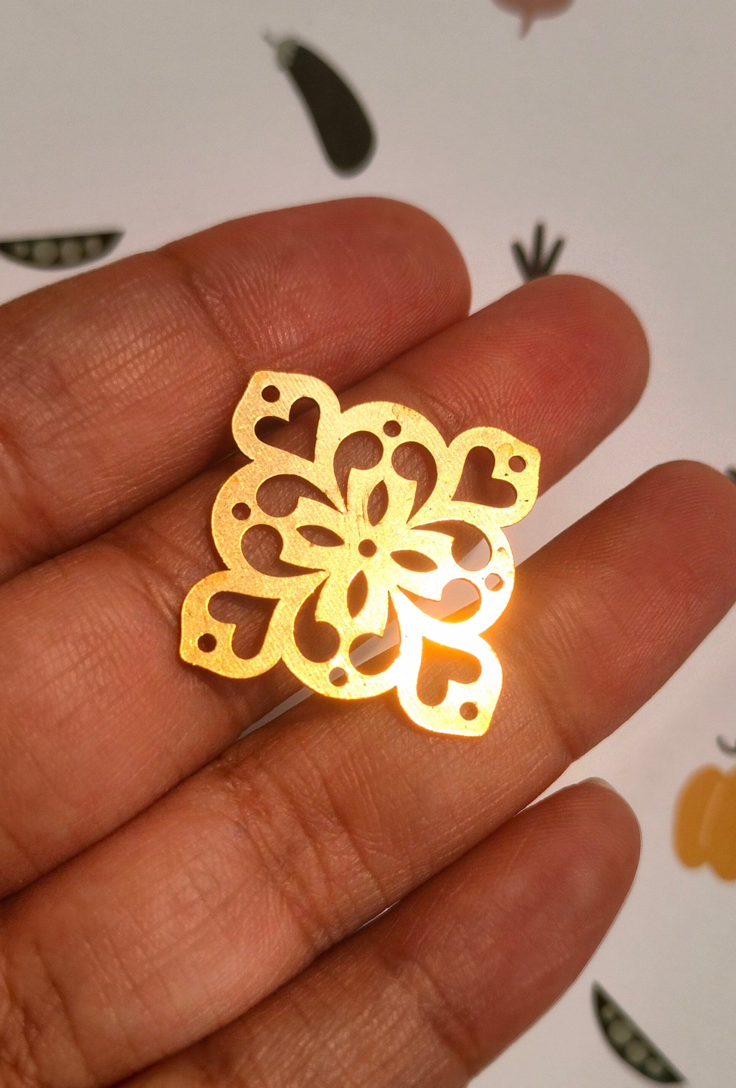 Square Lasercut Connector, Hollow Heart Flower Geometric Connector