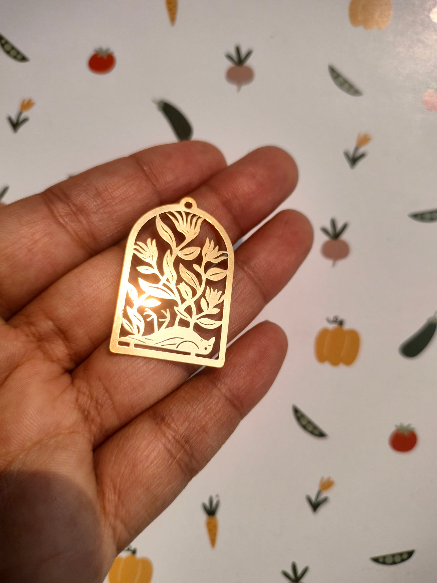 Flower Garden Charm, Domed Dove Bird Charm, Botanical Pigeon Charm