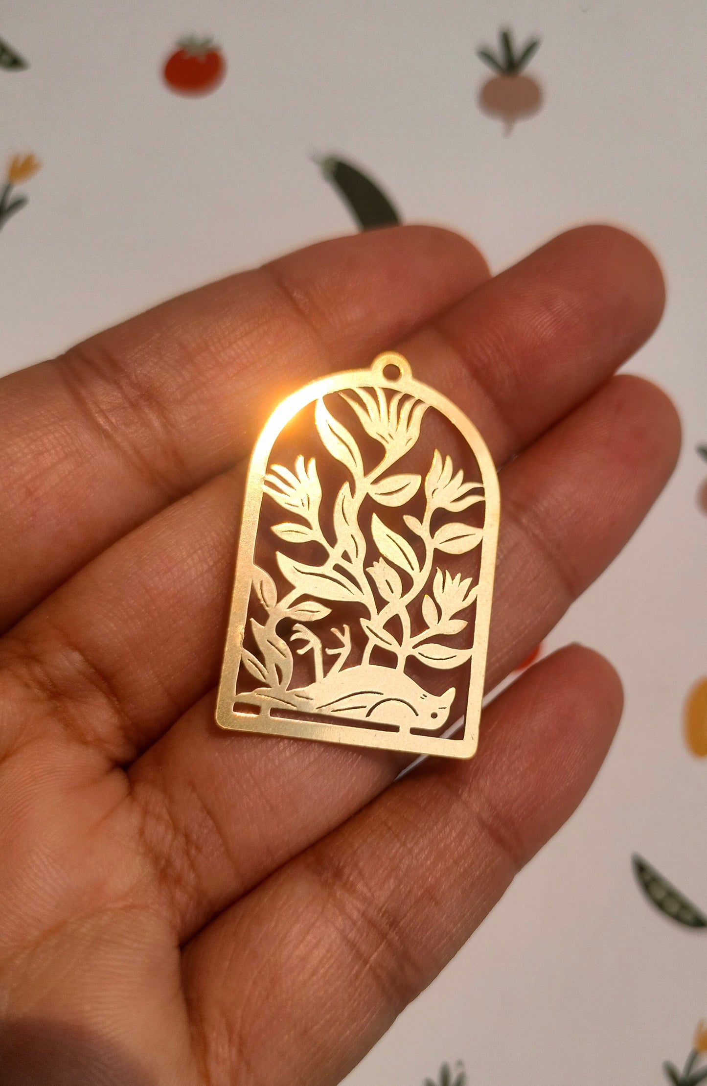 Flower Garden Charm, Domed Dove Bird Charm, Botanical Pigeon Charm
