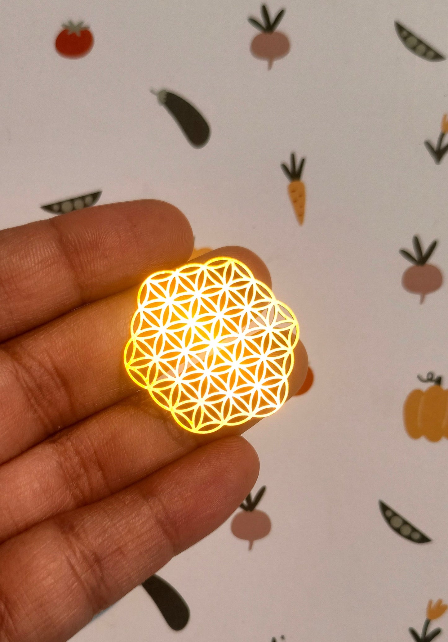 Raw Brass Hexagon Charm, Flower Grilles Connector, Hollow 0.3mm Floral Charm