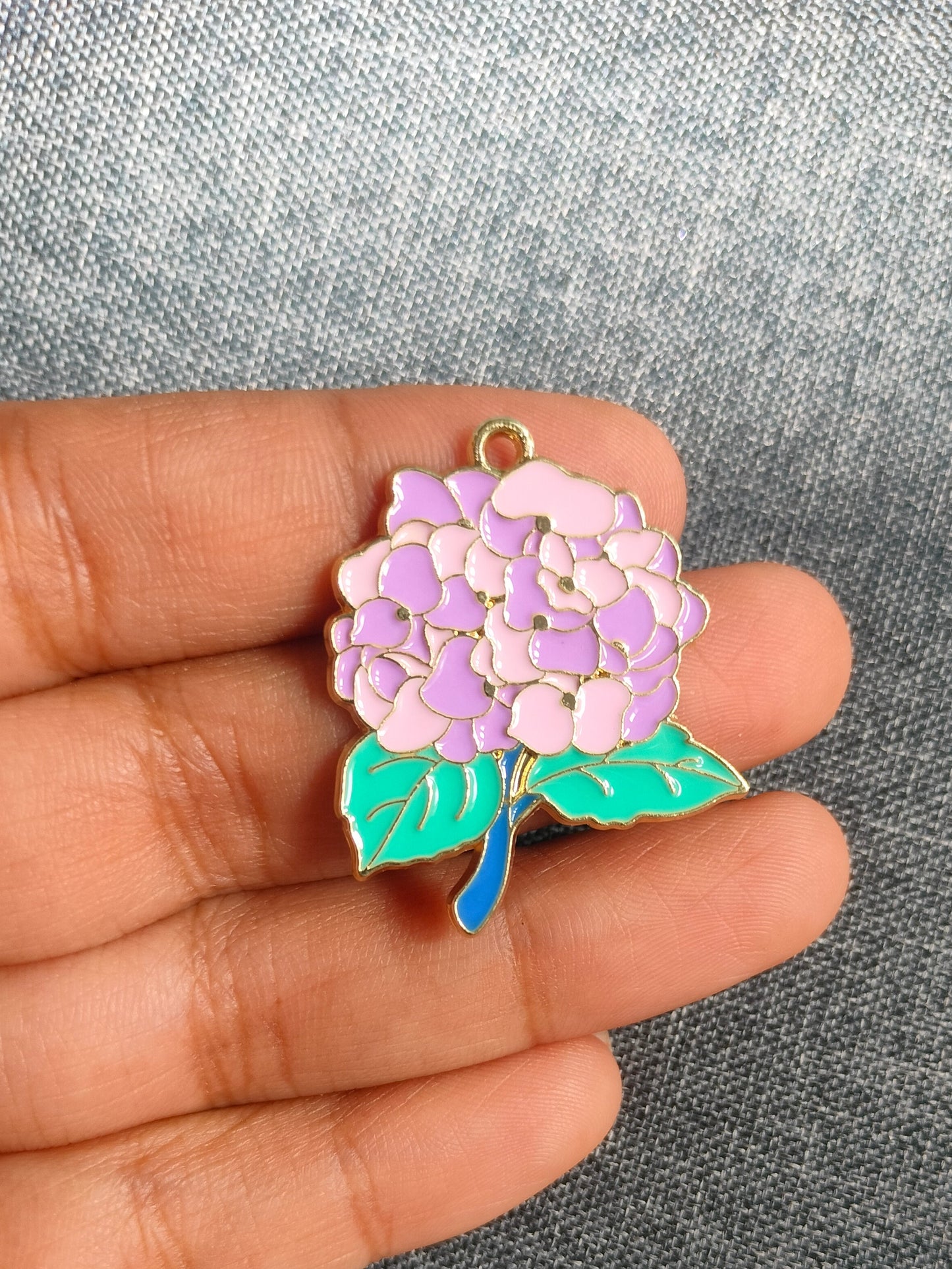 Purple Hydrangea | Enamel Floral Charm