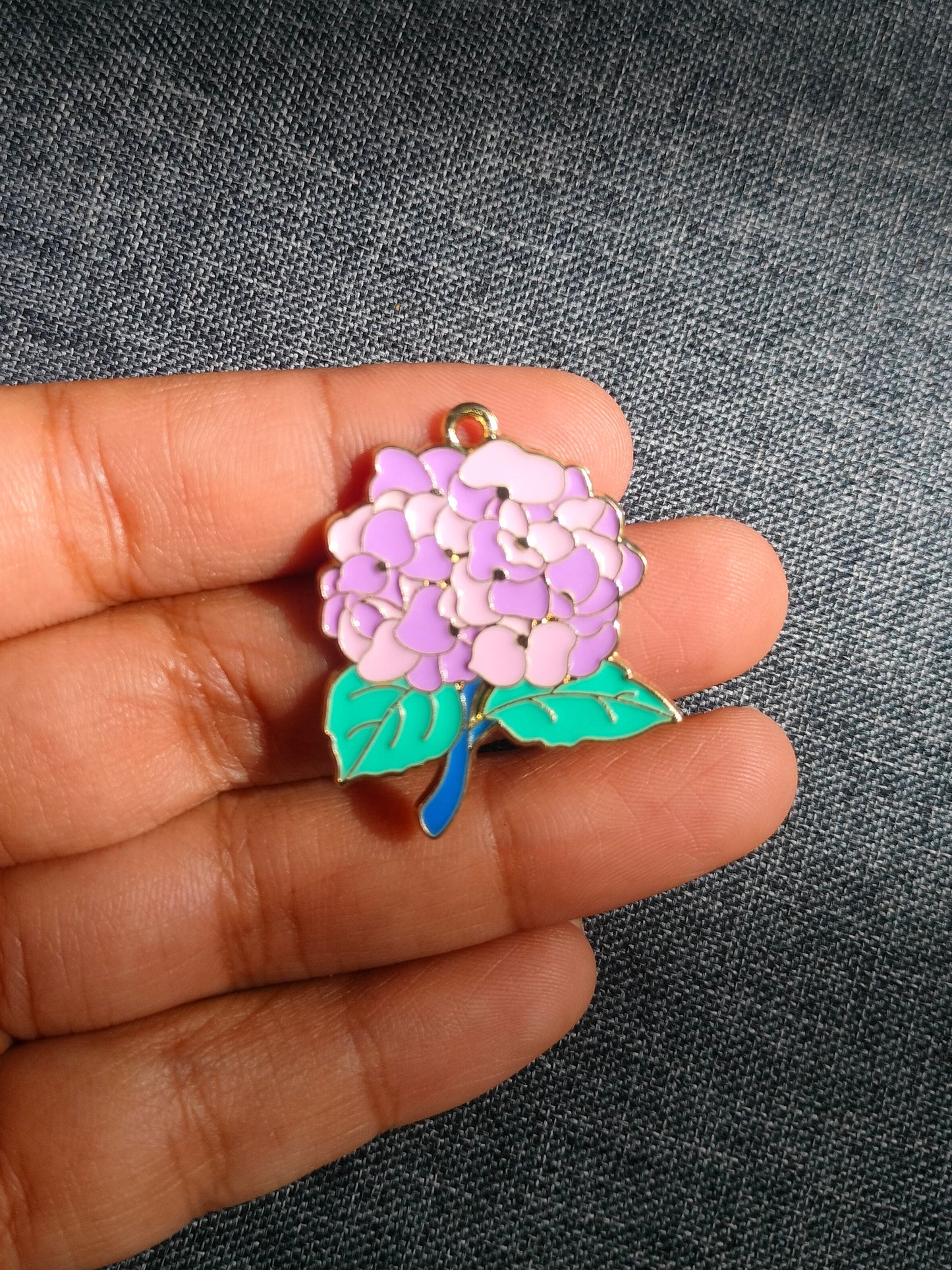 Purple Hydrangea | Enamel Floral Charm