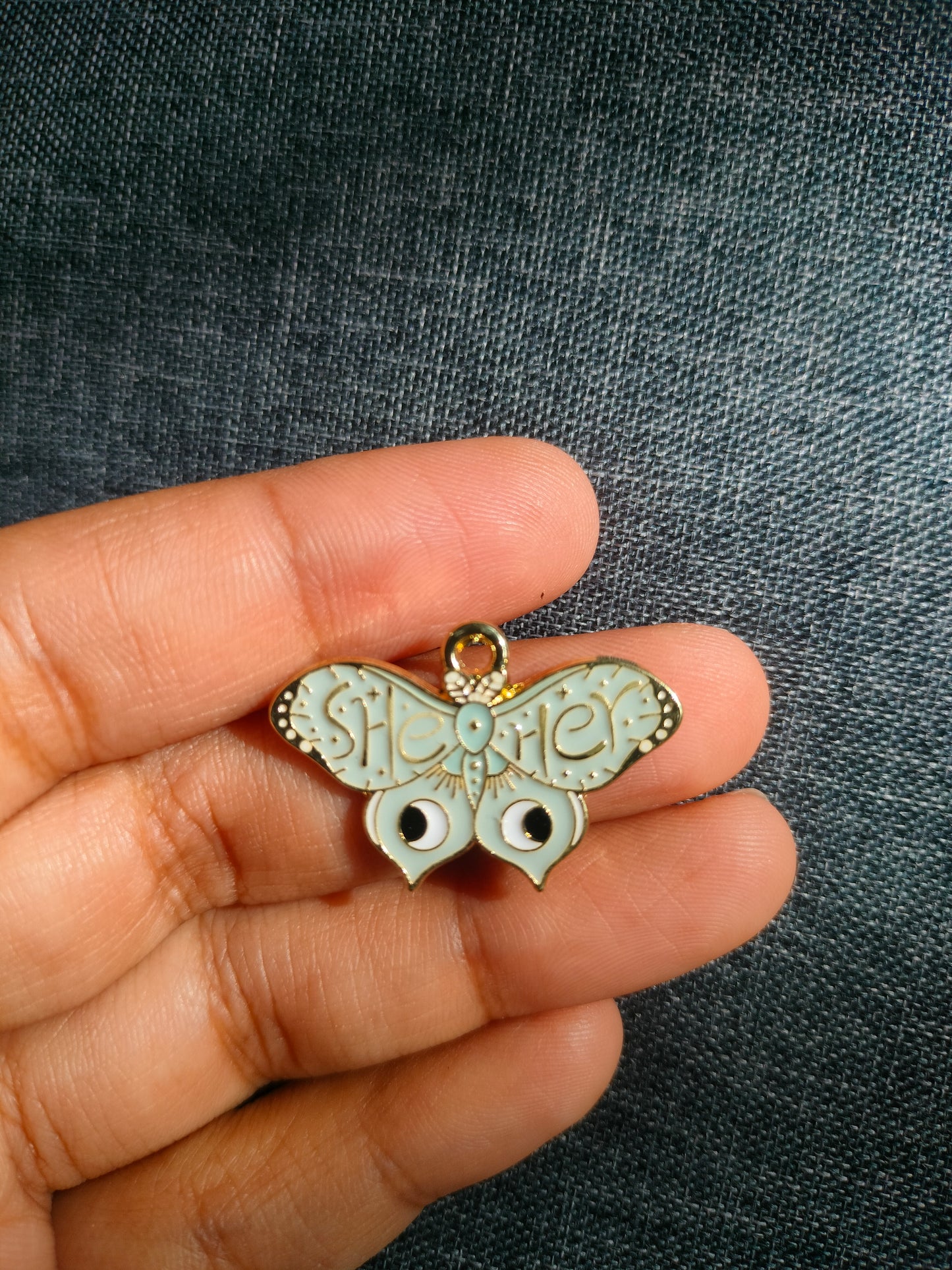 Grey She-Her Moth | Enamel Butterfly Moth Charm