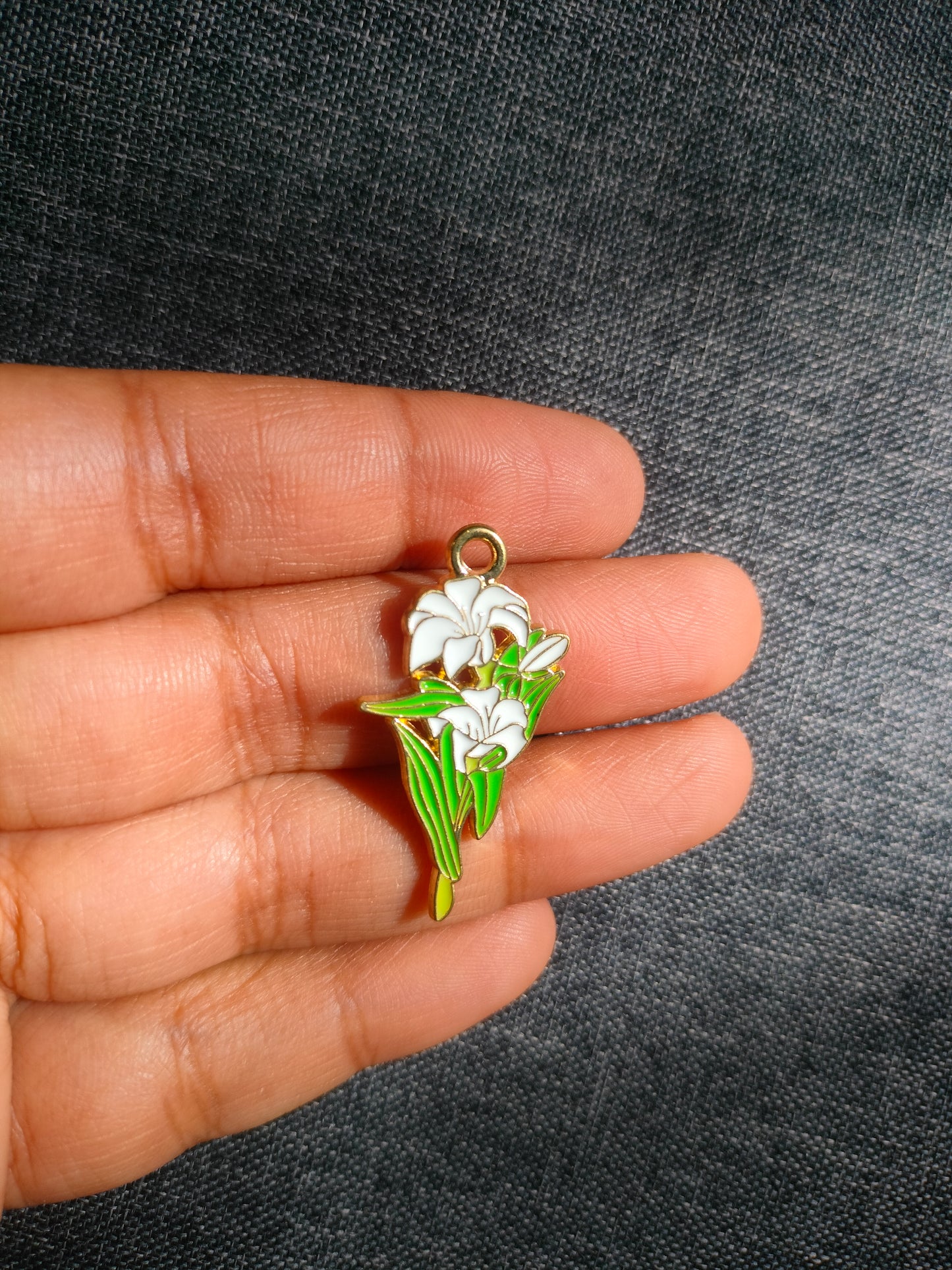 White Lily | Enamel Floral Charm