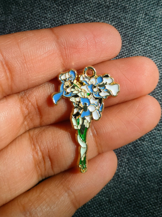 Blue Flower Bunch | Enamel Floral Charm