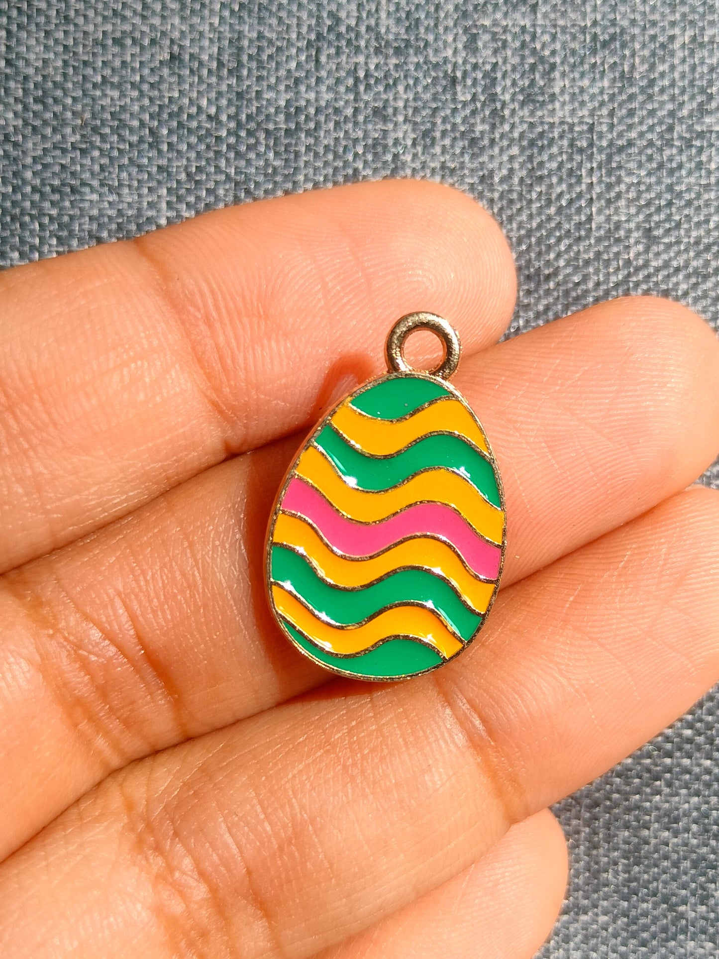 Easter Egg Charm Green Yellow Red Chevron