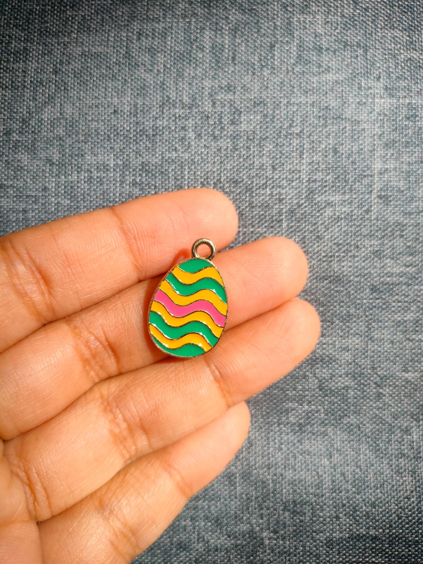 Easter Egg Charm Green Yellow Red Chevron
