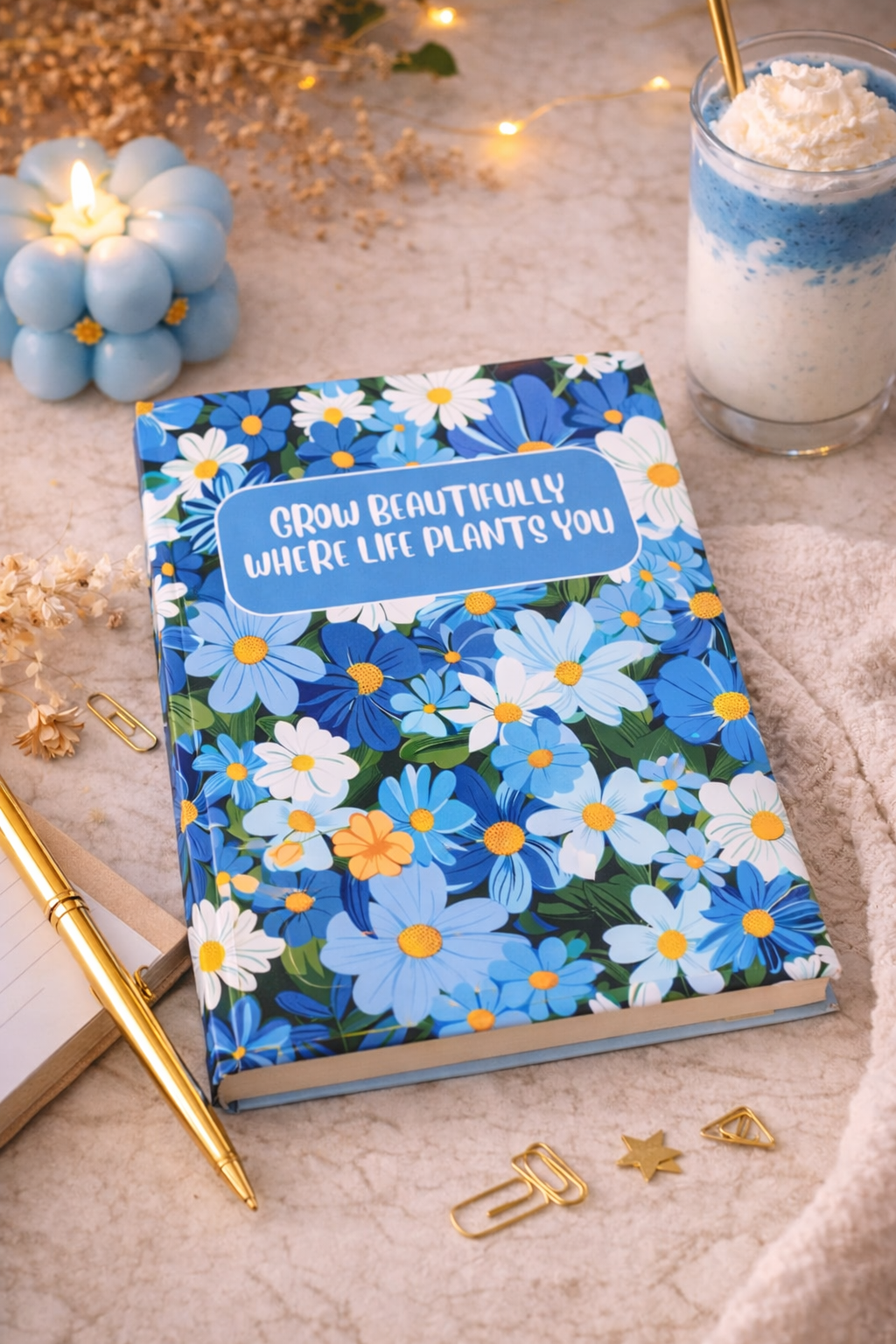 Flower Journal - Blue Daisy  | A5 | Hard Cover
