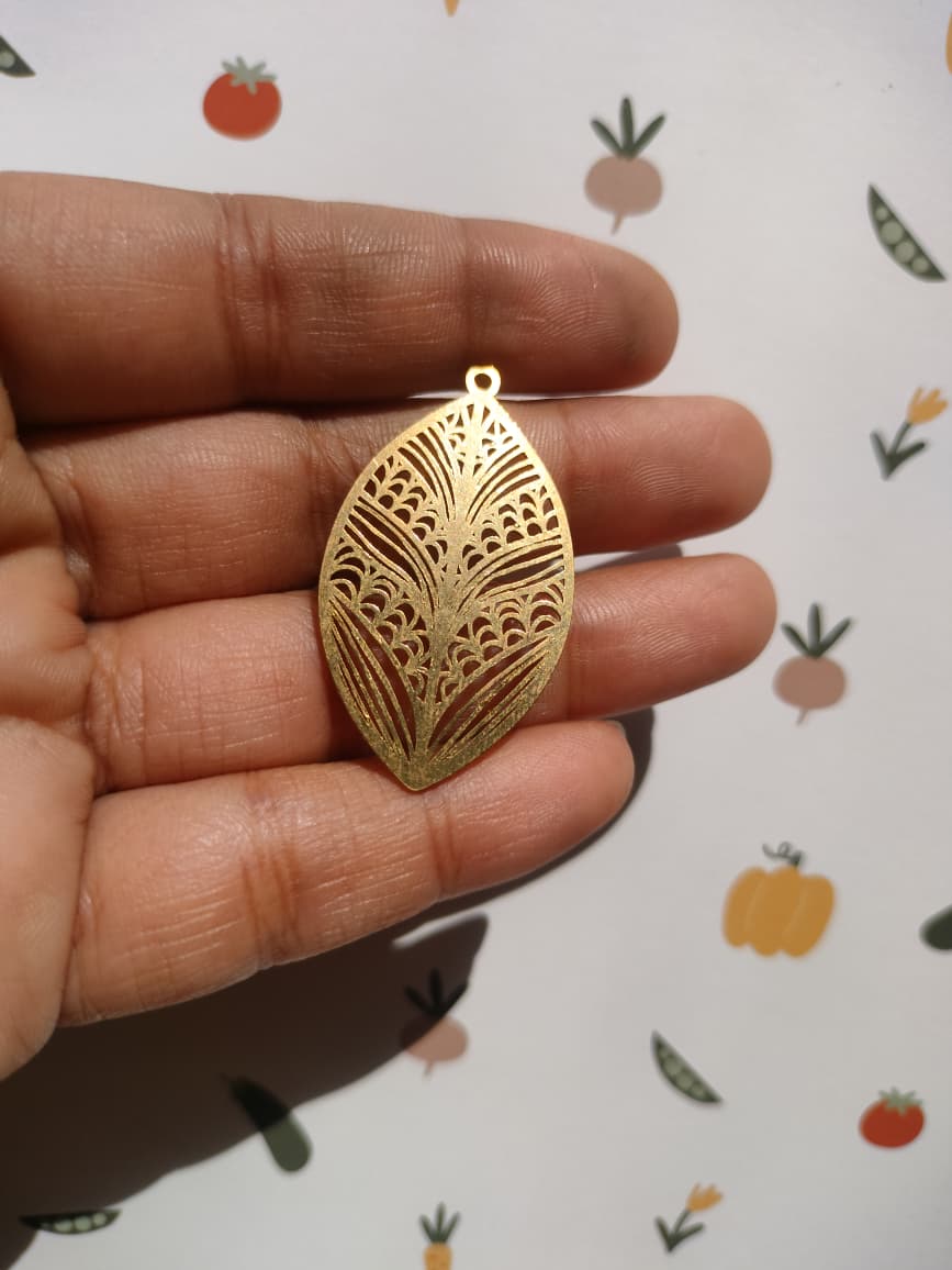 Nervure Laser Cut , Rib Leaf Charm, Abstract Botanical Hollow Charm,