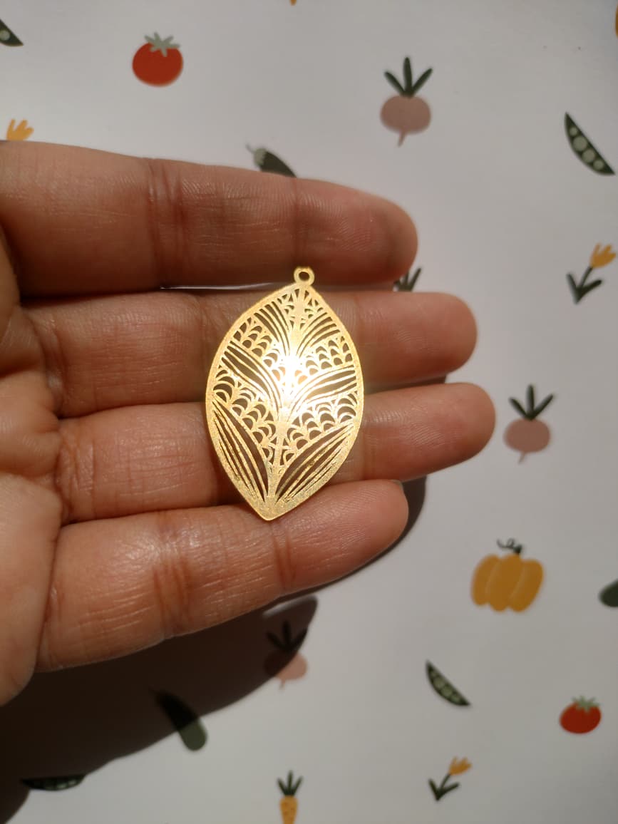 Nervure Laser Cut , Rib Leaf Charm, Abstract Botanical Hollow Charm,
