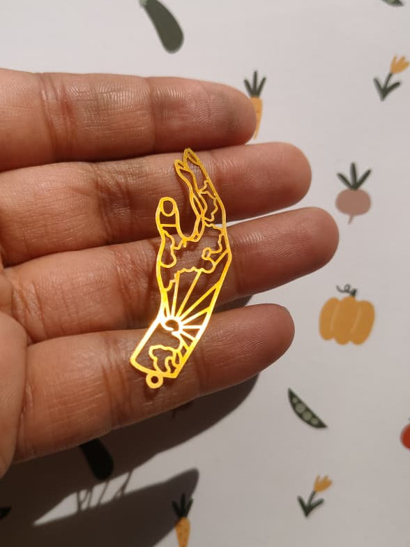 Celestial Hand Earring Charm, Hollow Sunshine In Hand Pendant, Geometric Charm