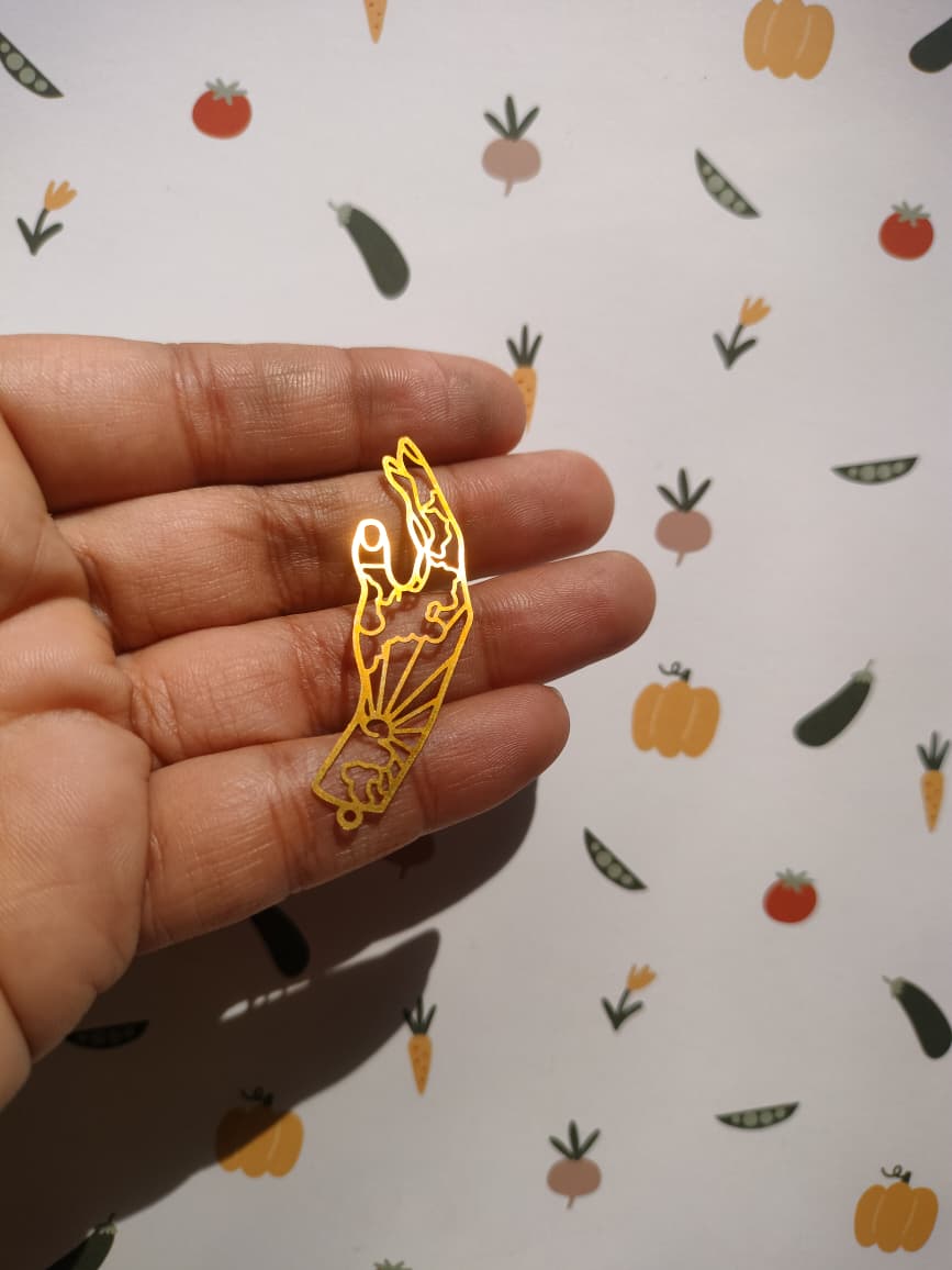 Celestial Hand Earring Charm, Hollow Sunshine In Hand Pendant, Geometric Charm