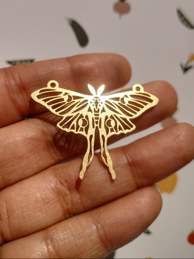Moth Triangle Laser Cutting Pendant,Brass Symmetrical Openwork Charm, Exquisite Necklace Charm
